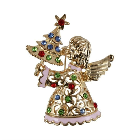 Christmas Brooch 2020 UK Seller Christmas Angel Bauble Decorations Crystal Pin Badge Boxed Set XMAS Personalised Gifts for Ladies