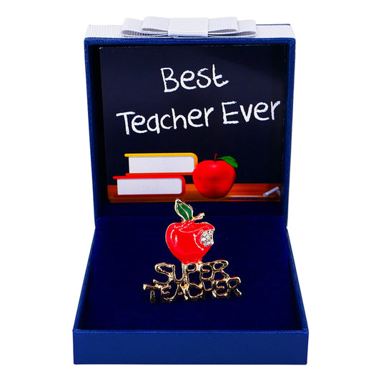 Personalised Teacher Gifts Best Teacher Ever Apple Brooch Pin Badge Keepsake for Women Thank You Gifts