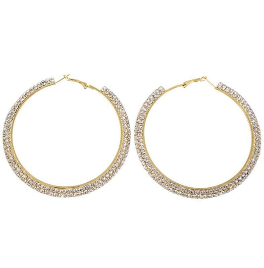 Gold Genuine Crystal Hoop Earrings Pierced Drop Earrings Women Christmas Birthday Gifts Wedding