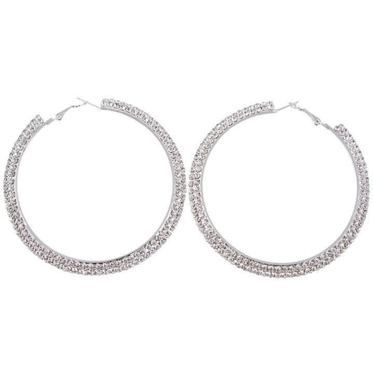 Silver Genuine Crystal Hoop Earrings Pierced Drop Earrings Women Christmas Birthday Gifts Wedding