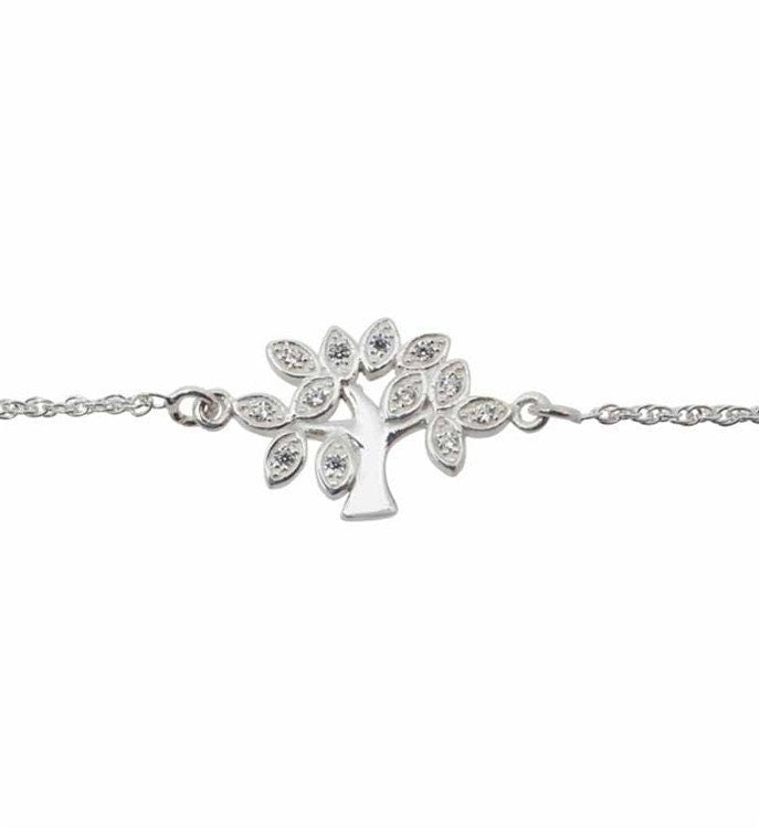 Tree Of Life Sterling Silver Cubic Zirconia Bracelet Women Daughter Birthday Present Christmas Gift UK SincerelyForYou