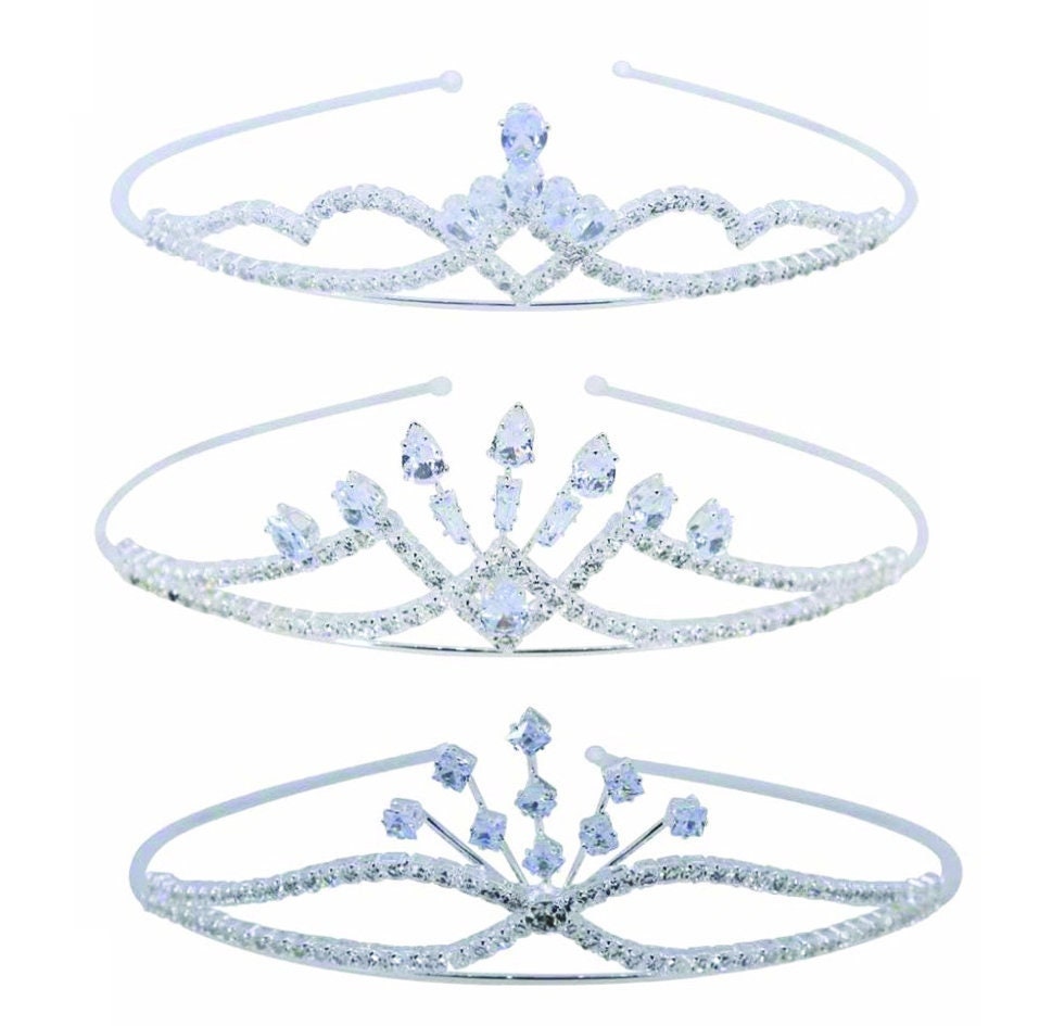 Bridesmaid Tiaras CZ Cubic Zirconia Tiara Flower Girl Small Tiaras Photo Props Prom Bride Wedding Hair Crown Accessories  UK Seller