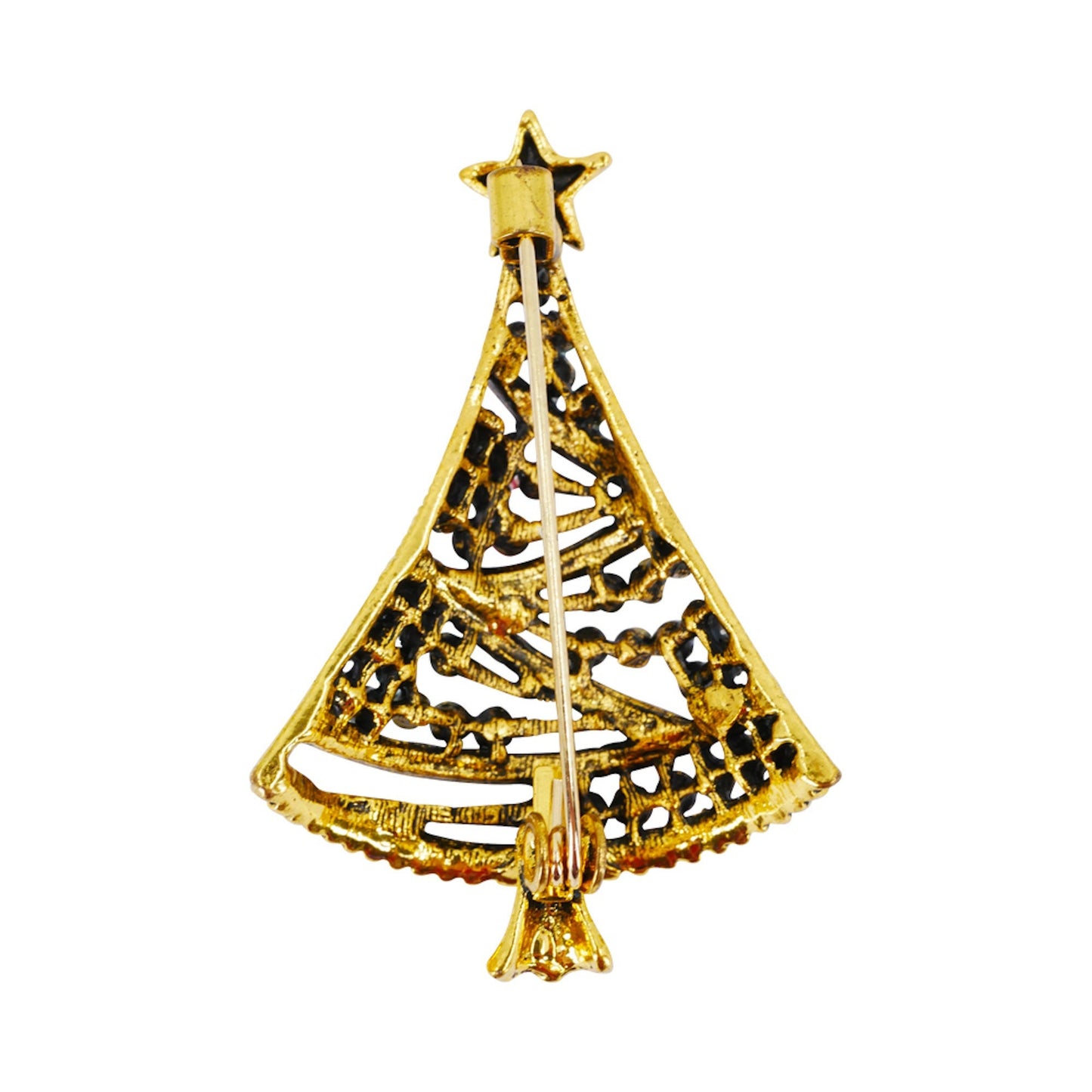 Gold Christmas Tree Brooch 2019 Crystal Pin Badge Boxed Set XMAS Personalised Gifts for Ladies