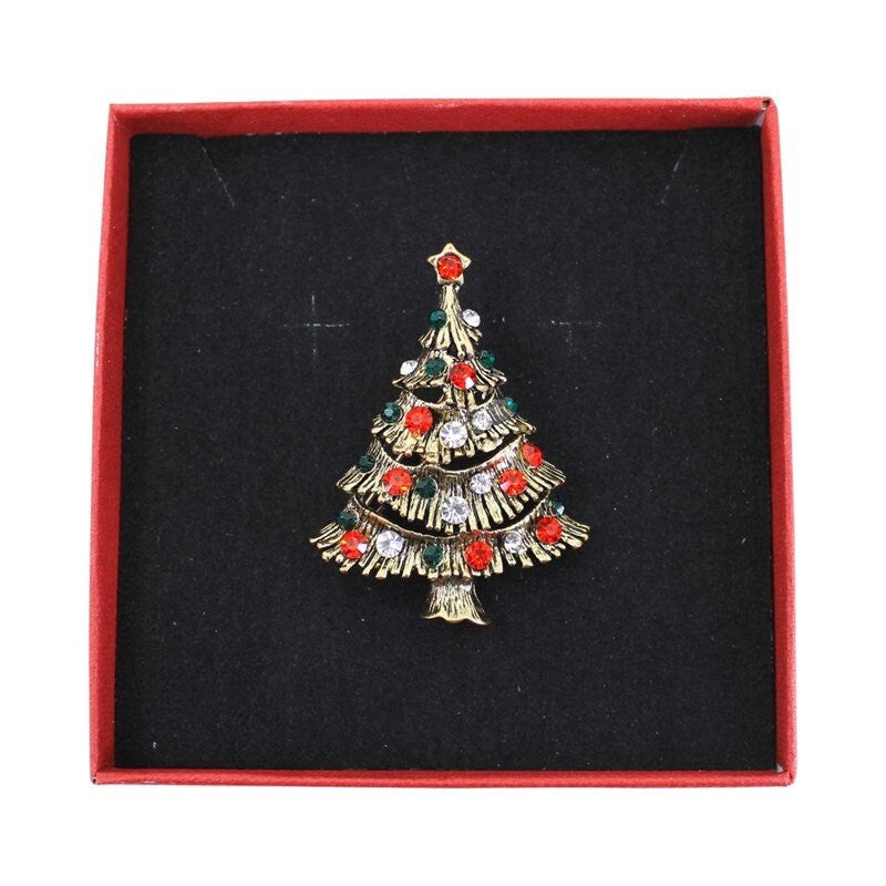 Christmas Tree Brooch 2020 UK Seller Christmas Angel Bauble Decorations Crystal Pin Badge Boxed Set XMAS Personalised Gifts for Ladies