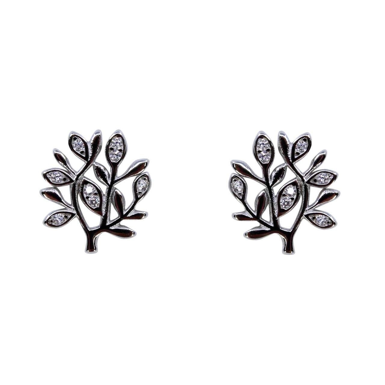 NEW!! Tree Of Life Sterling Silver With CZ Diamond Stud Earrings Gift Present Birthday Wedding Valentines Daughter Sister UK SincerelyForYou