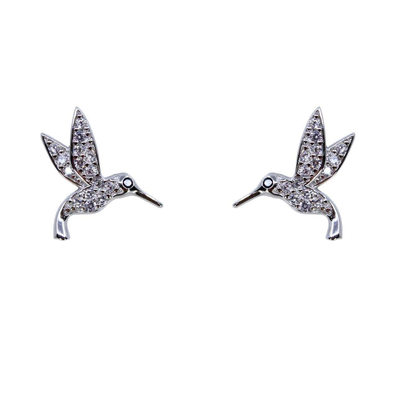 NEW! Hummingbird Sterling Silver With CZ Diamond Stud Earrings Gift Present Birthday Wedding Valentines Daughter Sister UK SincerelyForYou