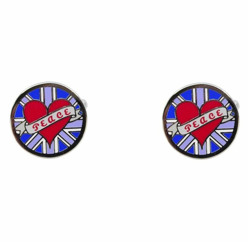 British Union Jack Cufflinks Peace Love UK Flag Cufflinks For Men Dad Brother Son Husband Birthday Christmas Gift Set For Him UK Seller