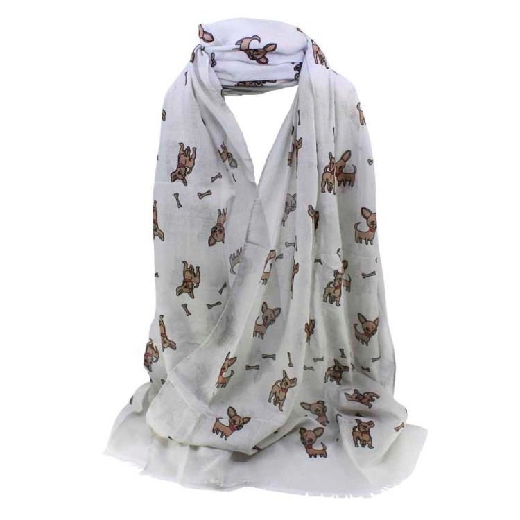 Blue White Dog Print Maxi Fashion Scarf Wrap Shawl Women Cotton Feel High Quality