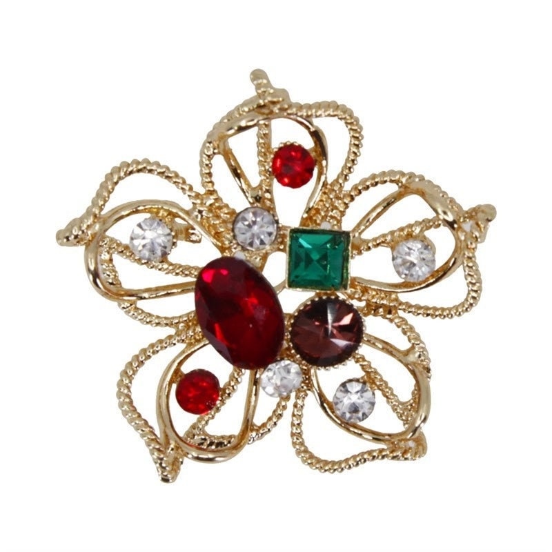 Crystal Flower Brooch Gifts Genuine Crystal Stones Hand Made UK Brooches for Women Pin Badges Christmas Vintage Gifts Women Mothers Day