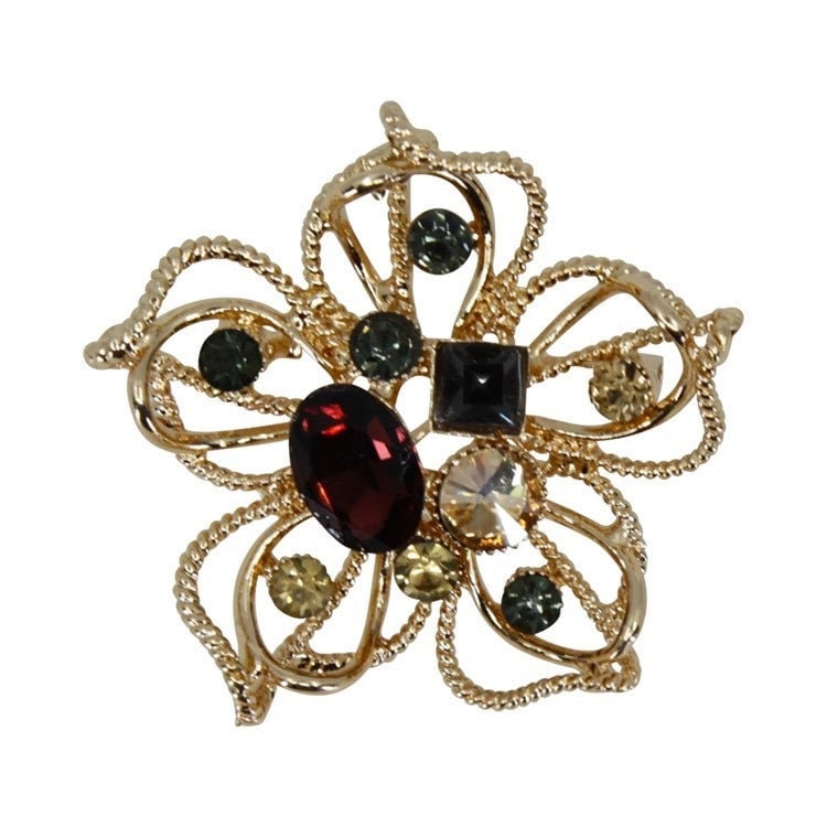 Crystal Flower Brooch Gifts Genuine Crystal Stones Hand Made UK Brooches for Women Pin Badges Christmas Vintage Gifts Women Mothers Day