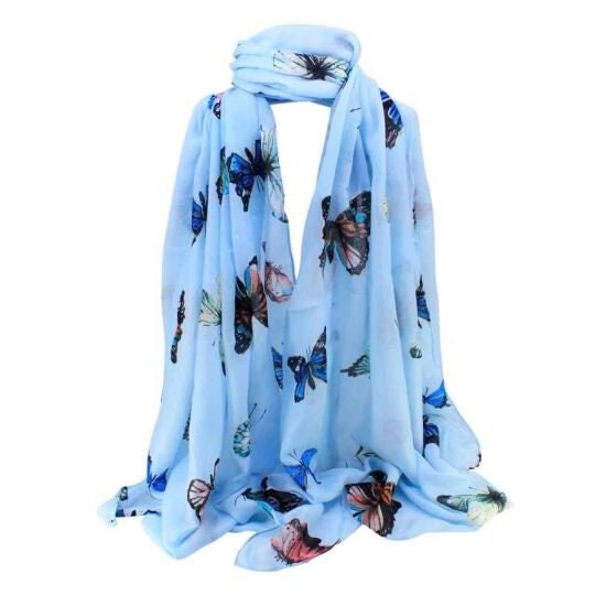 Butterfly Print Maxi Scarf High Quality Cotton Feel Super Soft Winter Scarves Shawl Wrap Christmas Gifts UK Seller