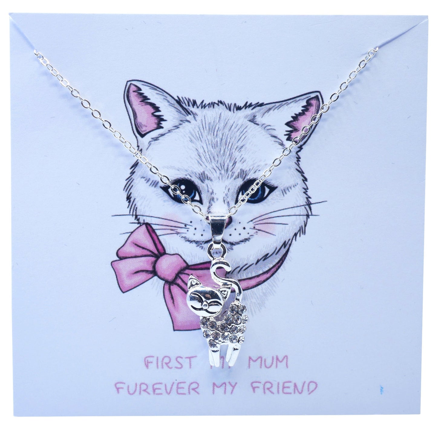 Cat Gifts For Mum Cat Necklace Pendant Women Genuine Crystal Cat Jewellery Birthday Mothers Day Christmas Cute Quotes UK Seller Gold Silver