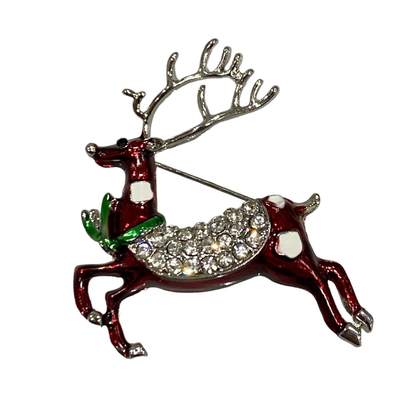 Christmas Brooch 2022 Genuine Crystal UK Seller Christmas Reindeer Decorations Crystal Pin Badge Boxed XMAS Gift Mum Dad Nan Teacher