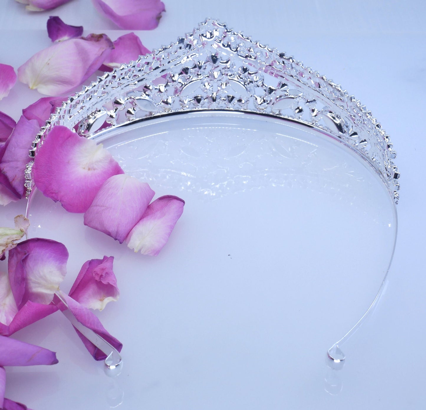 Brides Tiara Genuine Crystal Princess Bridesmaid Flower Girl Prom Wedding Crown UK Seller Bridal Hair Accessories Silver Tiara