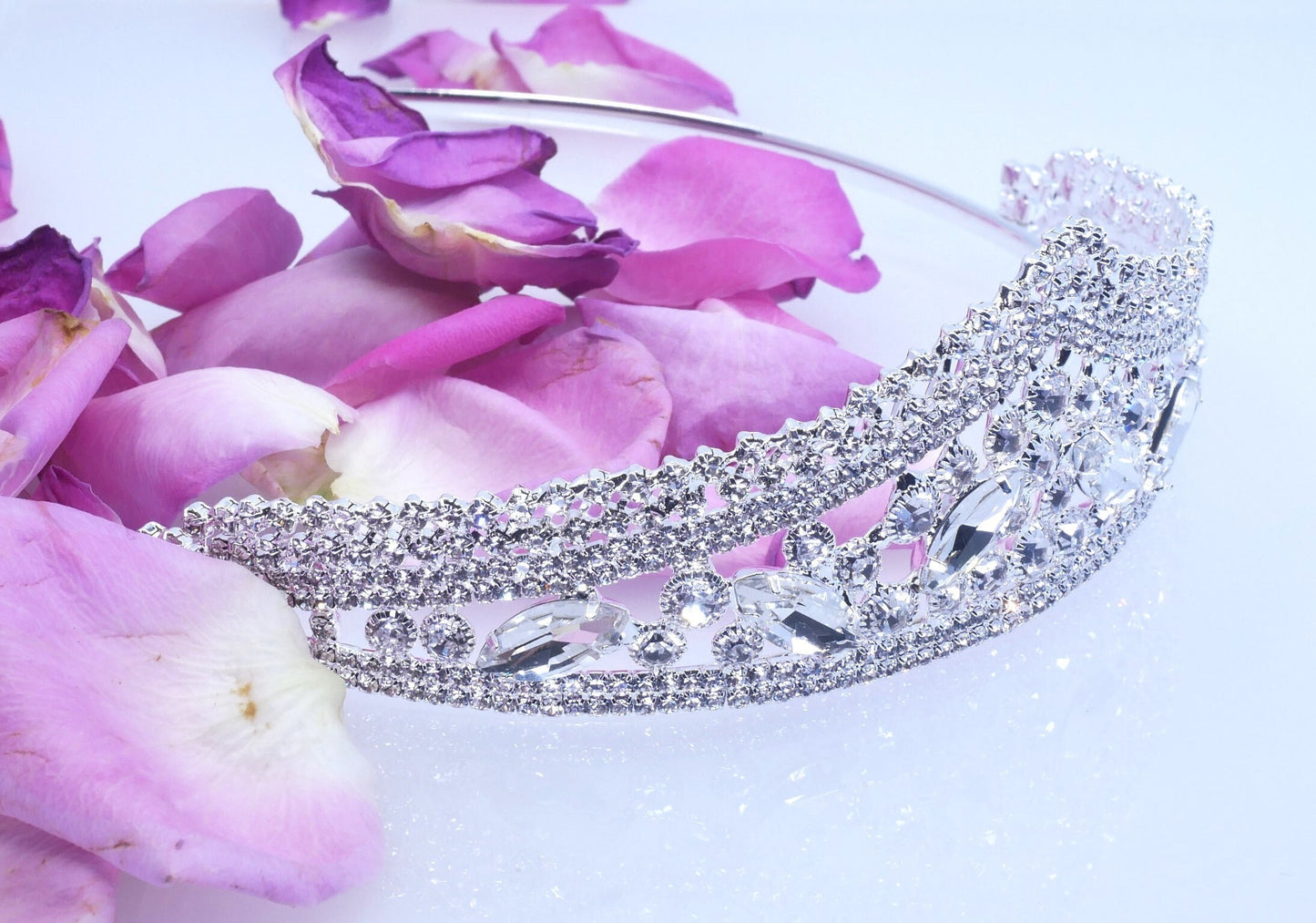 Brides Tiara Genuine Crystal Princess Bridesmaid Flower Girl Prom Wedding Crown UK Seller Bridal Hair Accessories Silver Tiara