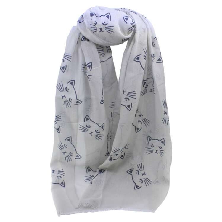 New Cat Print Maxi Scarf High Quality Cotton Feel Super Soft Winter Scarves Christmas Gifts  UK Seller