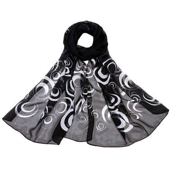 Circle Print Chiffon Scarves Mothers Day Christmas Birthday Gifts For Mum Nan Grandma UK Seller Neck Scarf