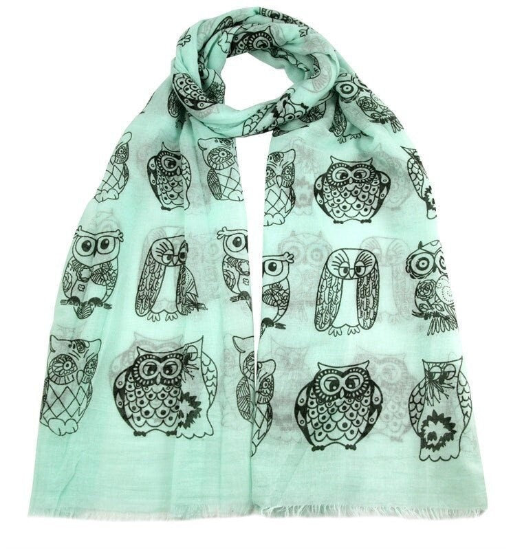 Owl Print Maxi Scarf Neck Scarf High Quality Cotton Feel Super Soft Scarves Christmas Gifts  UK Seller Gifts For Women Mum Nan Sister