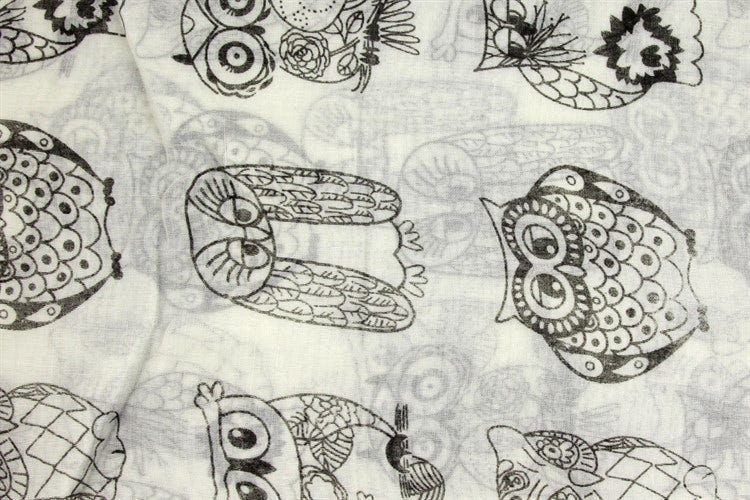 Owl Print Maxi Scarf Neck Scarf High Quality Cotton Feel Super Soft Scarves Christmas Gifts  UK Seller Gifts For Women Mum Nan Sister