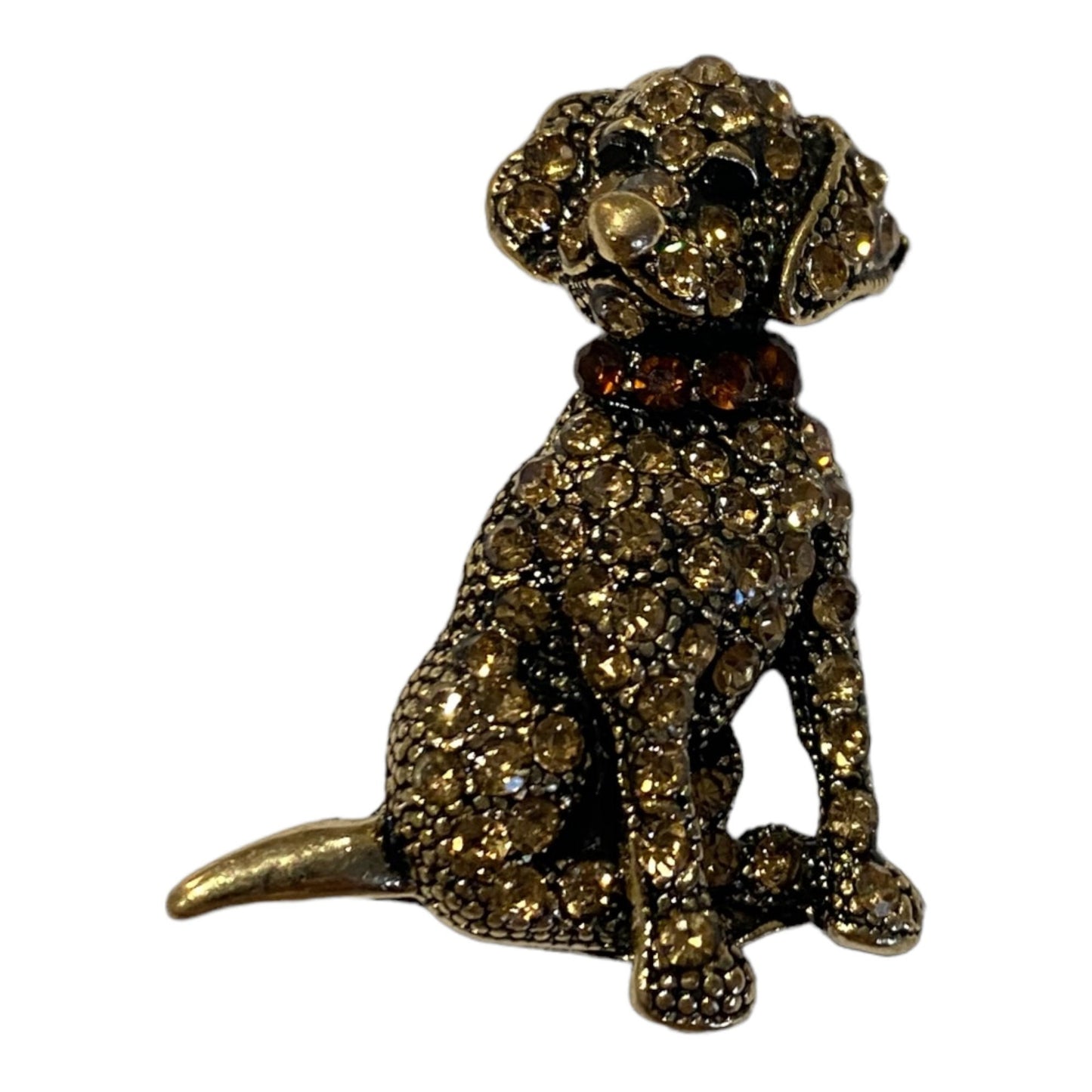 Dog Brooch Black White Brown Puppy Crystal Stones Hand Made UK Brooches for Women Bird Pin Badges Christmas Vintage Pet Animal Gifts Women