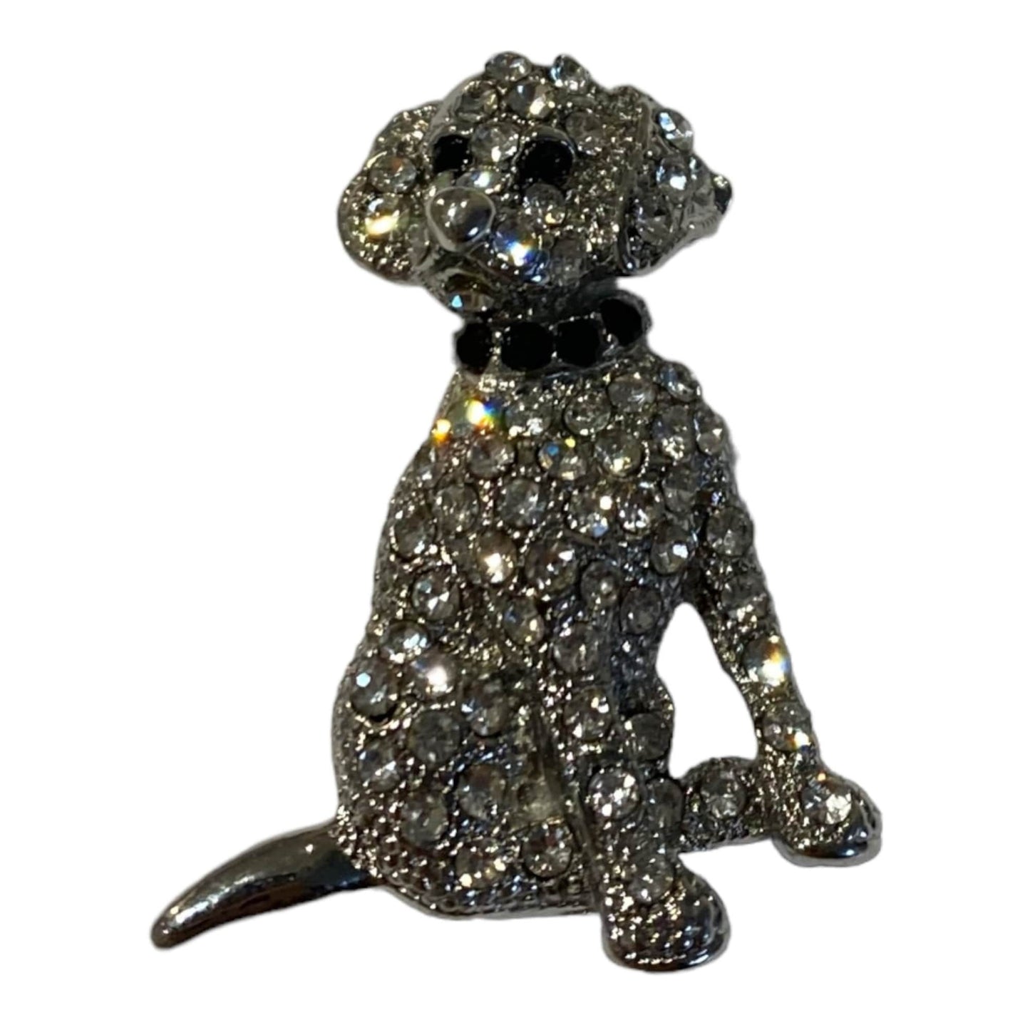 Dog Brooch Black White Brown Puppy Crystal Stones Hand Made UK Brooches for Women Bird Pin Badges Christmas Vintage Pet Animal Gifts Women