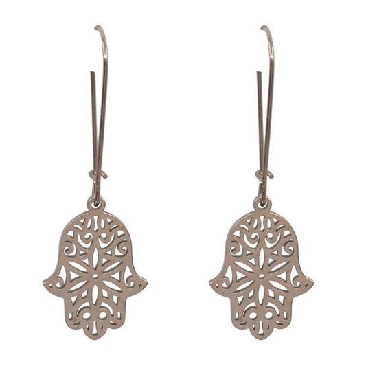 Hamsa Hand Drop Earrings Stainless Steel Manchester Hand Of Fatima Charm Pierced Earrings Women Sister Friend Birthday Christmas