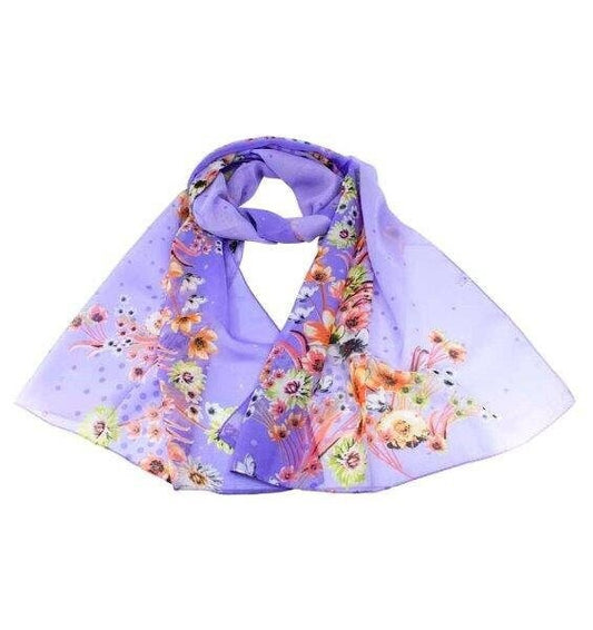 Floral & Polka Dot Two-tone Chiffon Scarf  Summer Mothers Day Birthday Gifts For Mum Nan Grandma UK Seller Scarves