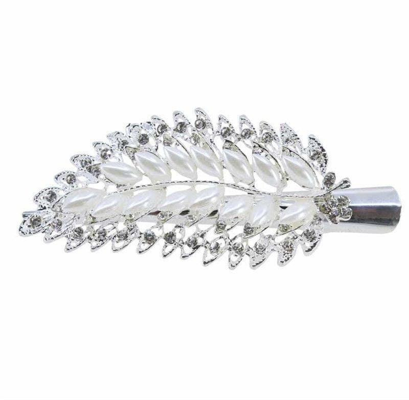 Silver Pearl Crystal Concord Clips Bride Bridal Hair Accessories Hair Grips Clips Slides UK Seller Womens Hair Pieces