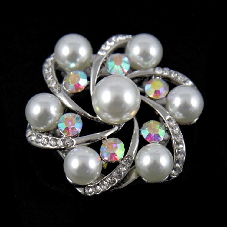 Scarf Clip Genuine Crystal Gold Silver Pearl Scarf Clips Women Nan Mum Gifts