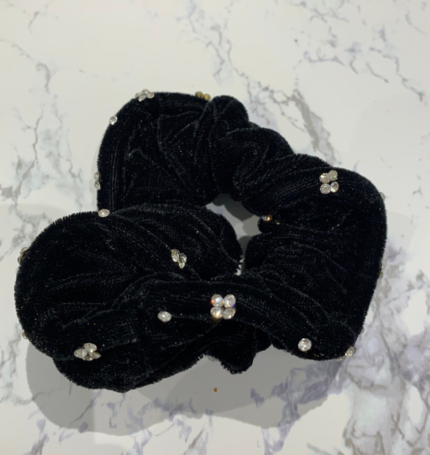 Large Velvet  Crystal Scrunchies 2 Pack Bobbles UK Seller Soft Snag free Hair Accessories Hair Ties Winter Colours