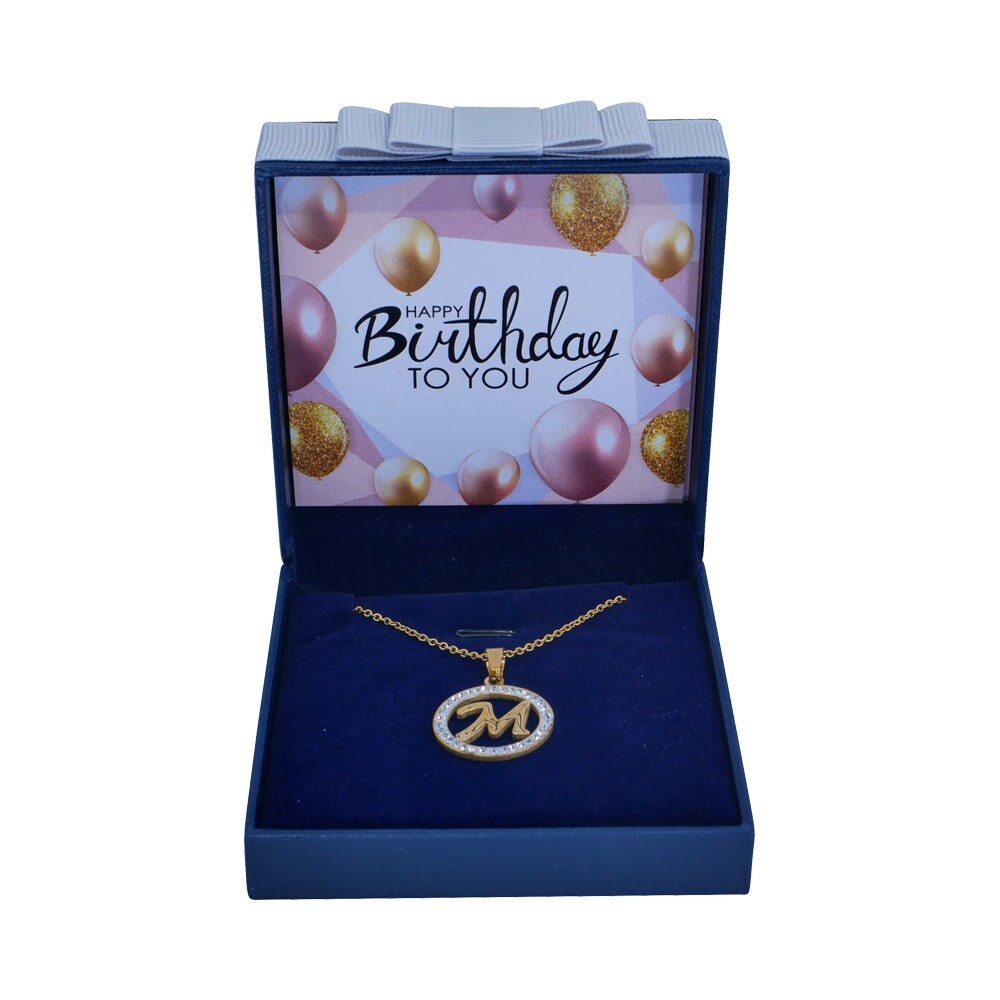 18th 16th Birthday Stainless Steel Initial Pendant Capital Letter Alphabet Necklace Crystal Stones 18” Chain Personalised Birthday Gifts