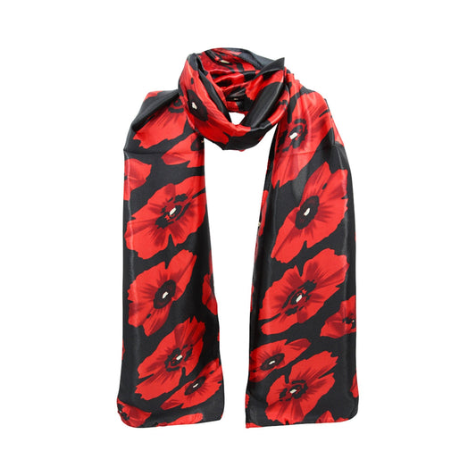 Satin Poppy Scarf Shawl Large Wrap for Ladies Remembrance Day Gift Boxed Set British Poppies UK Seller 2022