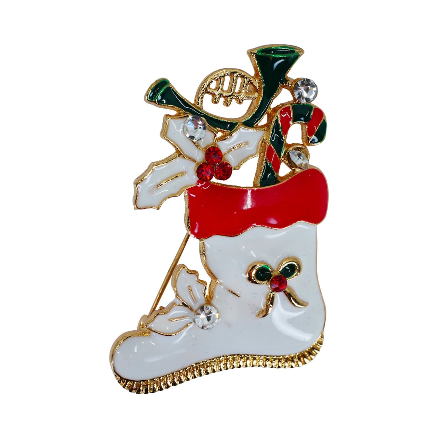 Christmas Stocking Brooch Enamel Crystal Boxed Gift Set Pin Badges XMAS 2019 Secret Santa Teacher Mum Friend Gifts for Women