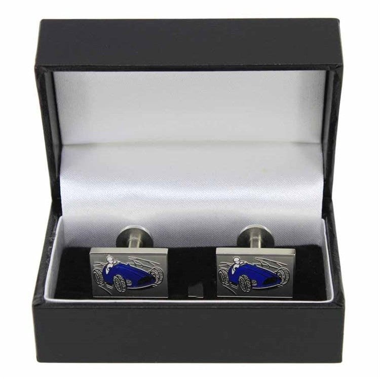 Racing Car Cufflinks Sonia Spencer Design Silver Royal Blue Enamel Gifts For Men Dad Brother Husband Christmas Gifts Birthday UK Seller