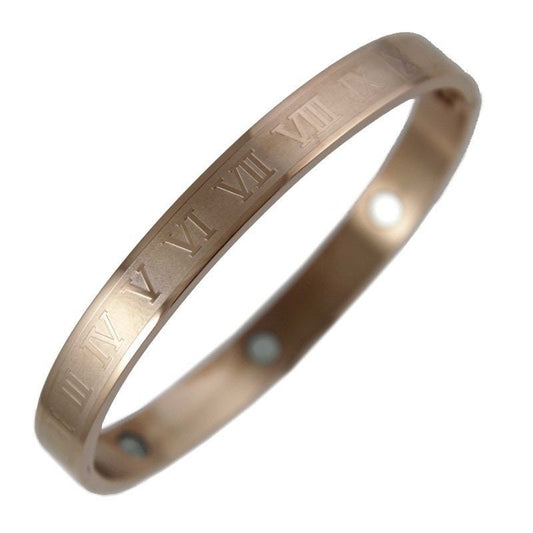 Silver Gold Copper Magnetic Bangle Roman Numerals Bracelet UK Arthritis Pain Relief Rheumatism Earth Magnets Health Management Women UK