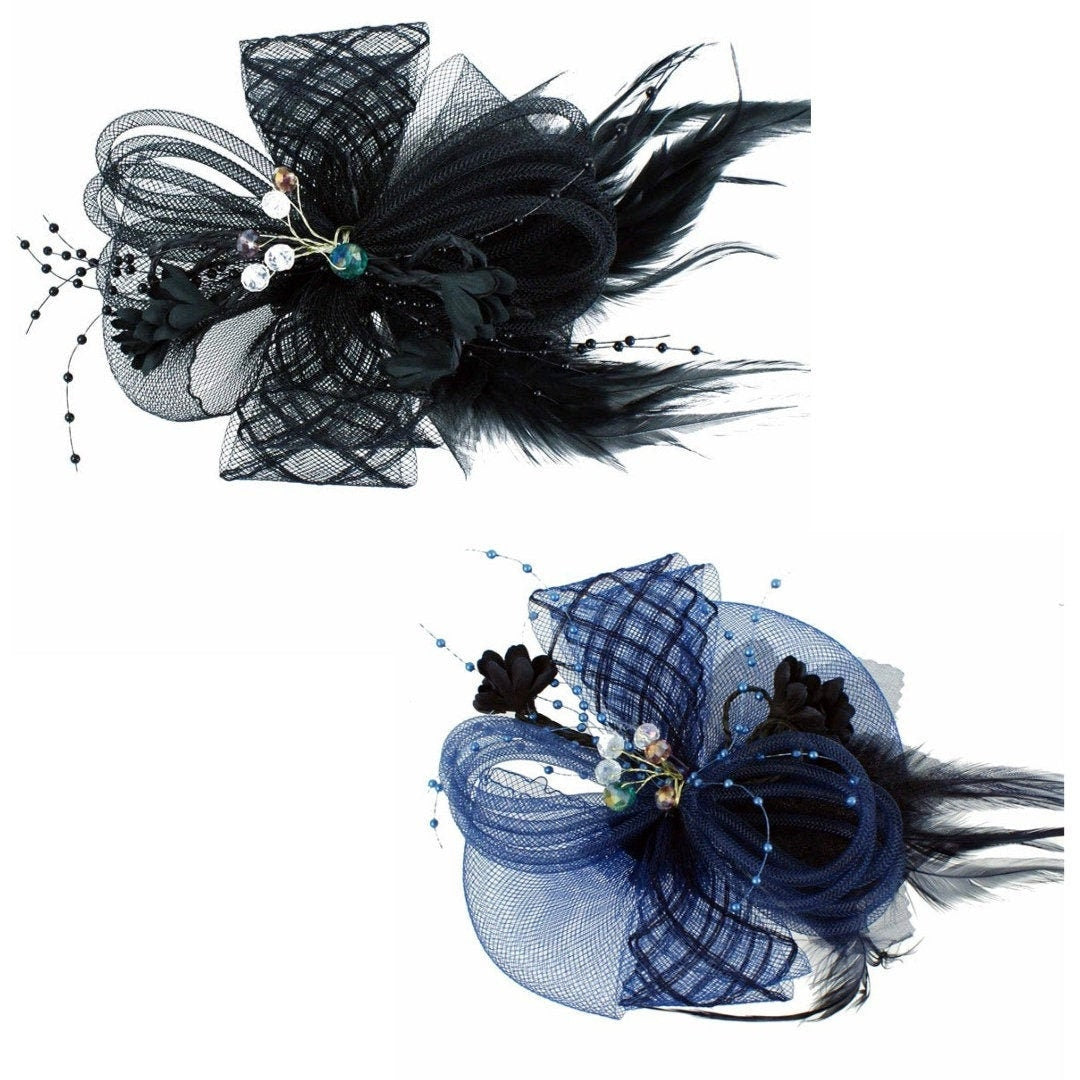 Navy Blue Black Ivory Purple Fascinator Clip Wedding Ascot Hat Brooch Pin Fascinator Brooch Mother Of The Bride Bridesmaid Bridal UK Seller