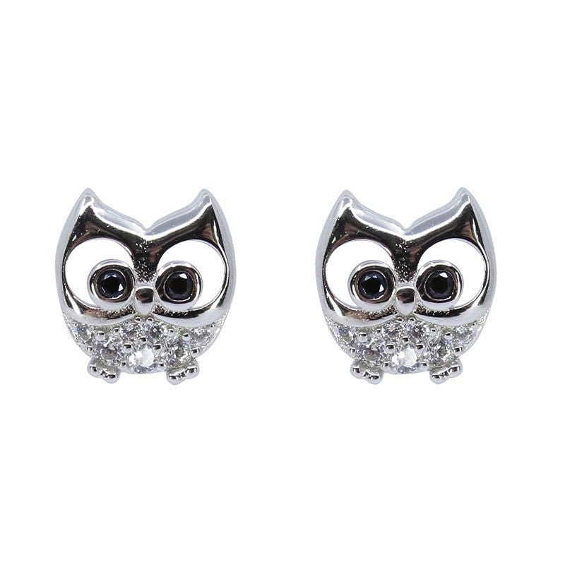 Owl Stud Earrings Cubic Zirconia Sterling Silver Owl Teacher Thank You Keepsake Gifts Women Birthday Christmas Birthday Mum Nan Sister UK