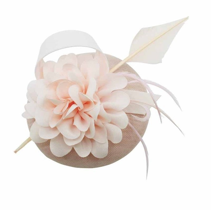 New Peach White  Fascinator Wedding Ascot Hat Hair Small Neon Fascinator Brooch Clip Mother Of The Bride Bridal UK Seller