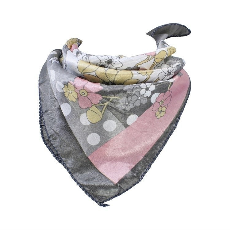 Satin Square Scarf Women Scarves Floral Print Scarves Shawl Wrap Silk Neck Scarf Ladies Mum Nan Mothers Day Gifts UK Seller Black Navy Grey