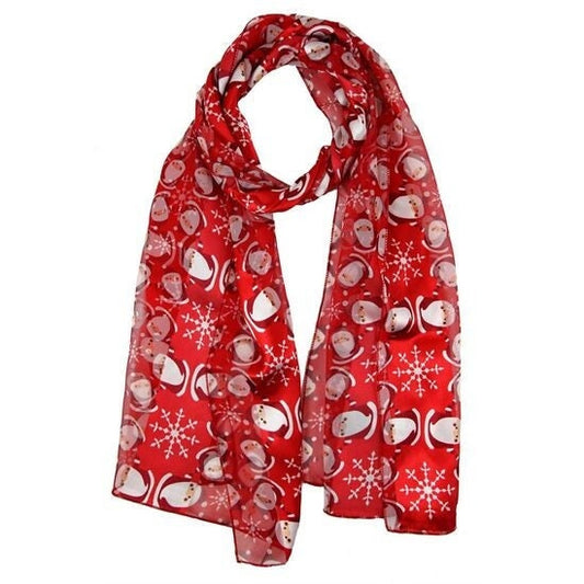 Christmas Scarf Santa Satin Scarves  Women Grandma Nan Mum Teacher  Christmas Gifts UK Seller Red Navy