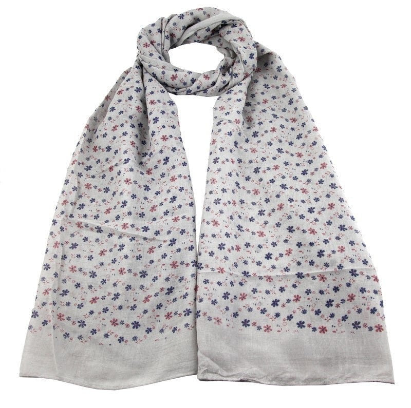 Flower Maxi Scarves Floral Maxi Scarf High Quality Cotton Feel Super Soft Christmas Birthday Gifts For Women Mum Nan Sister  Grey Blue Pink