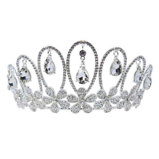 Bride Silver Tiaras Genuine Crystal Crown Flower Girl Photo Props Prom Beauty Pagent Bride Wedding Hair Accessories UK Seller