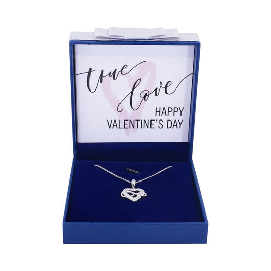 Valentines Infinity Heart Necklace Sterling Silver 925 True Love Ultimate Valentines Day Gift for Women 18” Curb Chain Boxed Gift