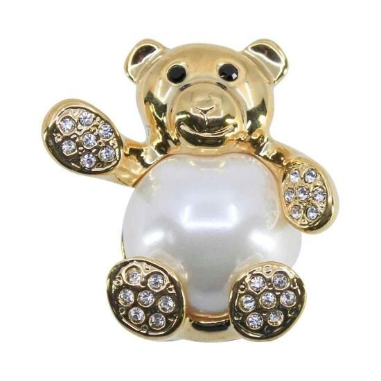 Teddy Bear Brooch Genuine Crystal Pearl Pin Badge  Gifts For Mum Nan Sister Teacher Friend Christmas Birthday Mothers Day UK Seller