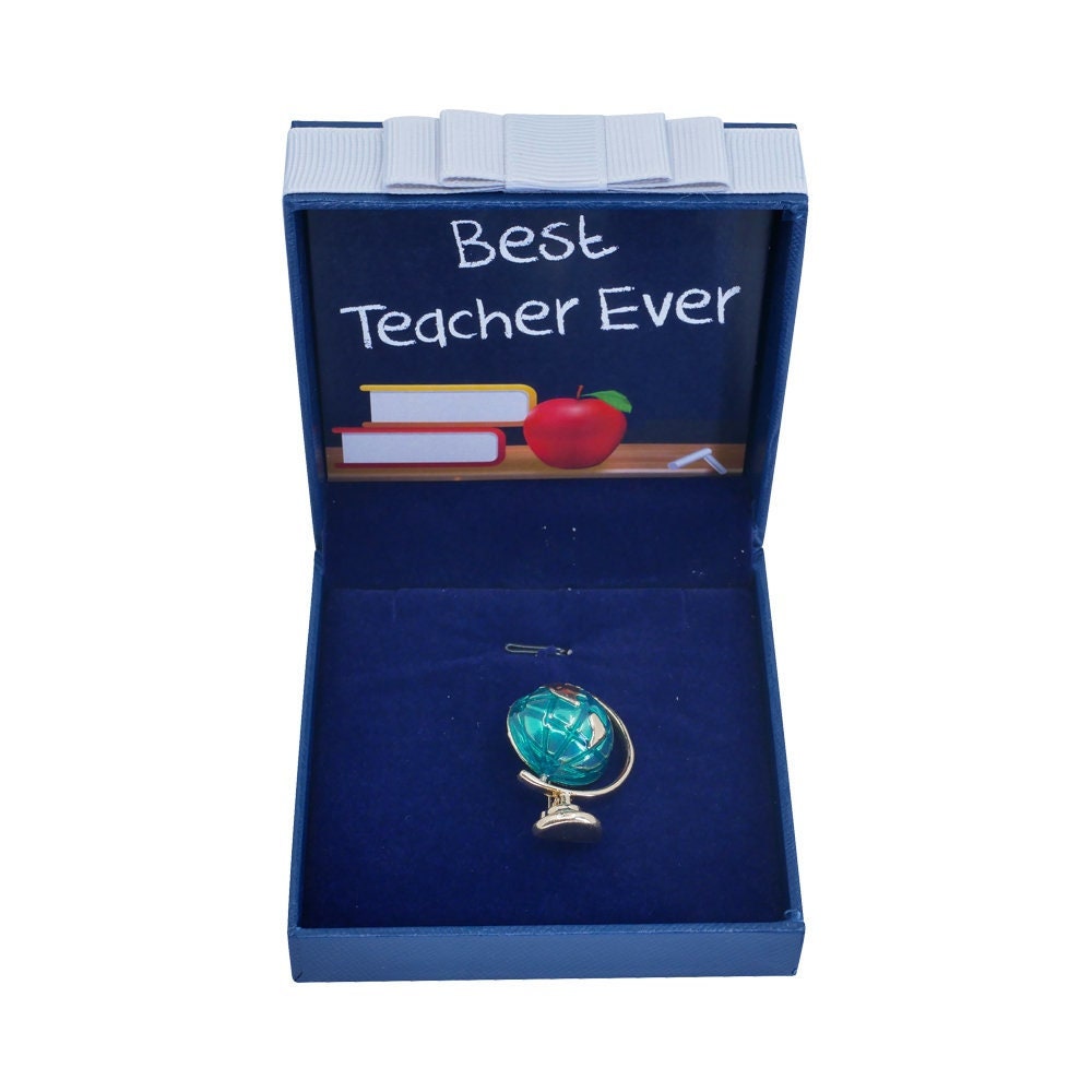 Teacher Thank You Gift Globe Brooch Best Teacher Ever Gift Appreciation End of Year Christmas Birthday Leaving School Geography