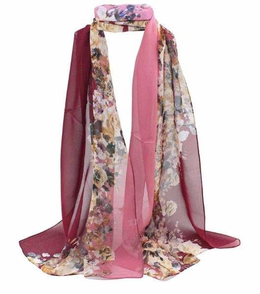 Floral Two tone Chiffon Scarves Mothers Day Christmas Birthday Gifts For Mum Nan Grandma UK Seller Neck Scarf