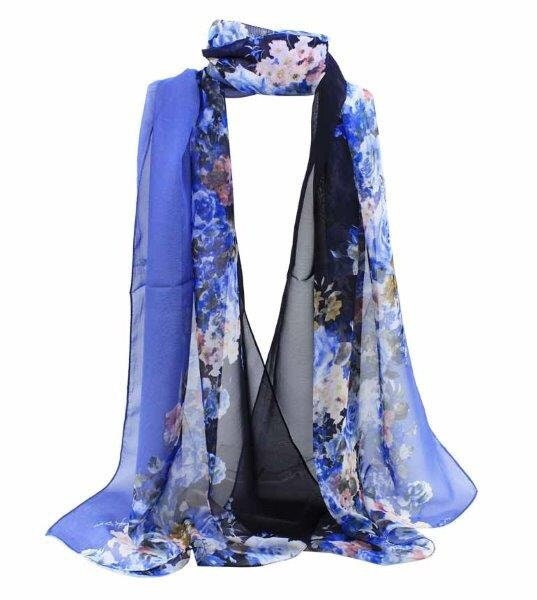 Floral Two tone Chiffon Scarves Mothers Day Christmas Birthday Gifts For Mum Nan Grandma UK Seller Neck Scarf