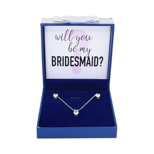 Will You Be My Bridesmaid Sterling Silver Necklace Set Boxed Gift Women Girls 18” Curb Chain