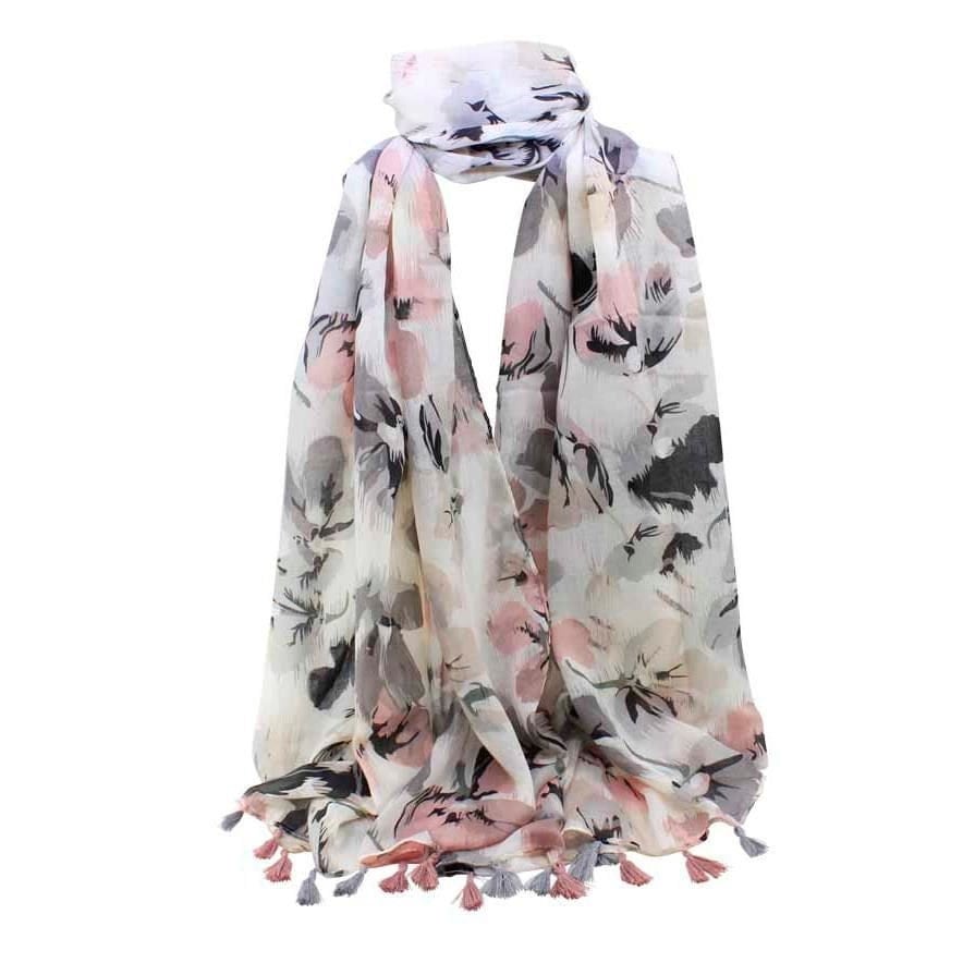 Floral  Maxi Scarf High Quality Cotton Feel Super Soft Winter Scarves Wrap Shawl Christmas Gifts Women Mum Sister Nana Nan UK Seller