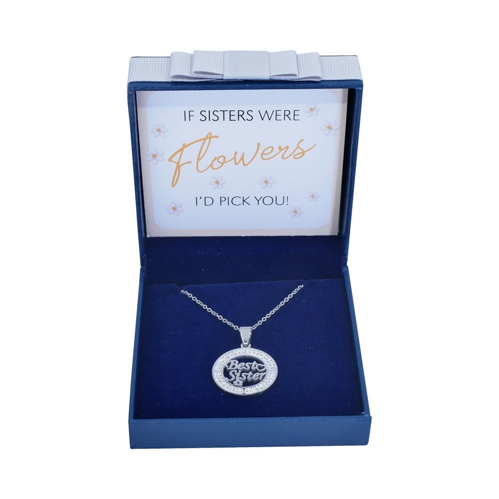 Sincerelyforyou - Stainless Steel Best Sister Necklace Pendant Silver 18" Personalised Gift Birthday Christmas Wedding